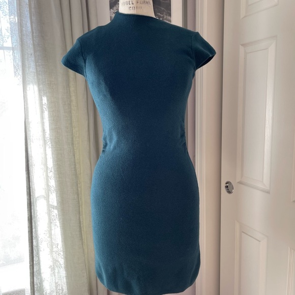 Zara Mock Neck Short Knit Teal Dress Size S - Picture 5 of 11